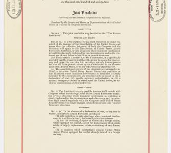 War Powers Resolution, November 7, 1973