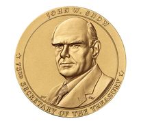 John W. Snow, Secretary of the Treasury Bronze Medal 3 Inch
