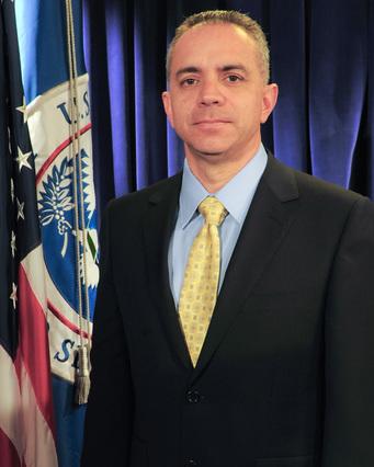 Washington, D.C., Dec. 9, 2011 -- Michael Apodaca, FEMA's Acting Chief Security Officer in the FEMA Studio. FEMA/Aaron Skolnik