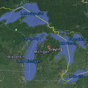 Map showing location of Grayling, Michigan