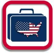 Image of the suitcase with a picture of the United States of America