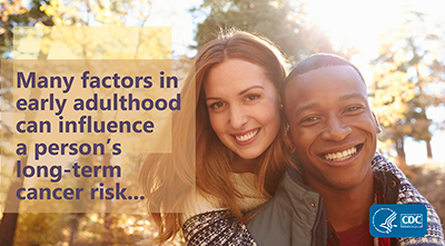 Many factors in early adulthood can influence a person's long-term cancer risk. Learn more at www.cdc.gov/cancer/dcpc/prevention/early-adulthood.