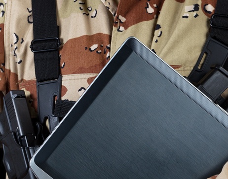 soldier with laptop