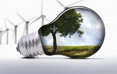 Light bulb with plants inside and windmills: Copyright iStock photos