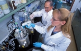 U.S. Department of Agriculture Agricultural Research Service chemist and technician convert vegetable oil into antifungal agents and other value-added bioproducts at the ARS National Center for Agricultural Utilization Research, Bio-oils Research Unit in 