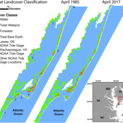 Landsat landcover classification along the Maryland and Virginia coast