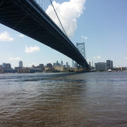 Photo of the Ben Franklin Bridge spanning the Delaware River
