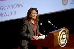 OVC Director Darlene Hutchinson speaks at the 2018 National Crime Victims' Service Awards Ceremony