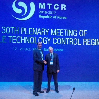 Date: 10/19/2016 Location: Busan, South Korea Description: ISN PDAS Vann Van Diepen welcomes India's Joint Secretary Amandeep Singh Gill to the MTCR Plenary in.  India joined the MTCR in June and is participating in its first MTCR Plenary. - State Dept Image