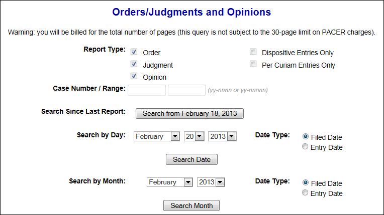 orders/judgments/opinions search