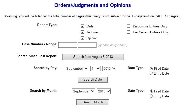 Pacer Orders/Judgement & Opinions Search