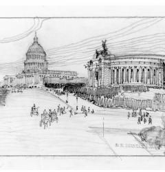 Proposed design for the Lincoln Memorial on the Capitol grounds, by Daniel Burnham, ca. 1910.