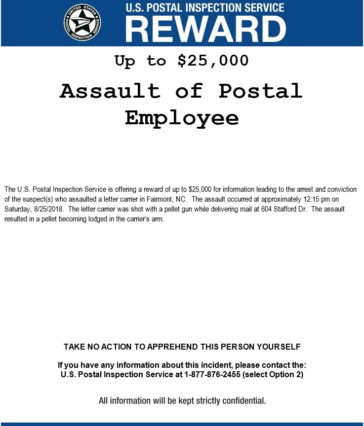 Reward up to $25,000 for Employee Assault 