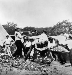 On July 28, 1932, Washington police, along with the U.S. Army, forcibly evicted Bonus Marchers from their campsite along the Anacostia River.