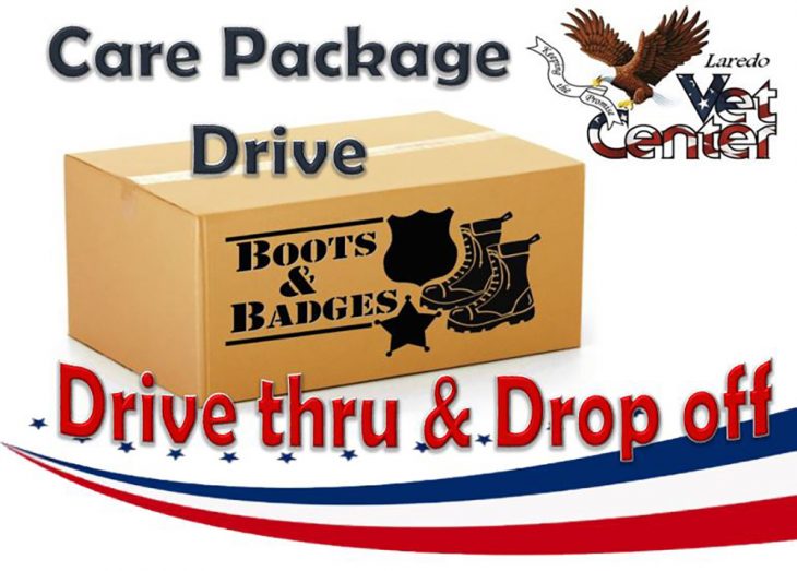 Boots & Badges Care Package Drive graphic for Drive thru & drop off event at the Laredo Vet Center on October 26, 2018. (U.S. Department of Veterans Affairs graphic by Luis H. Loza Gutierrez)