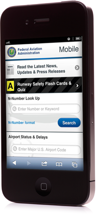 screenshot of FAA mobile website