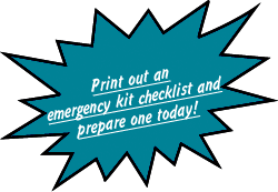 Print out an emergency kit checklist and prepare one today!