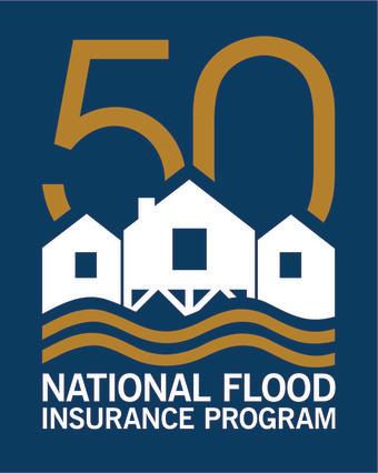   National Flood Insurance Program.  The home in the center is elevated above the flood water and the homes to the left and right are not.
