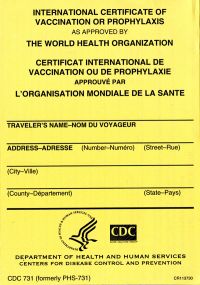 International Certificate of Vaccination or Prophylaxis as Approved by the World Health Organization (Package of 100)