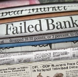 Newspaper header says Failed Bank