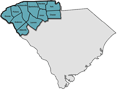 Map displaying the upstate of SC