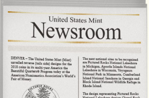 "United State Mint Newsroom" newspaper mockup