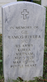 Photograph of the grave marker for Sfc. Gil Ramos-Rivera at Florida national Cemetery in Bushnell, Florida