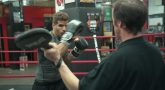 Air Force Veteran aims for his next punch while training at Gleason's Gym in Brooklyn.