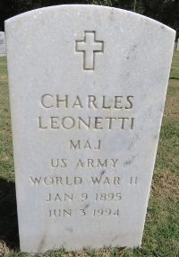 Color photograph of Grave Marker for Maj. Charles Leonetti at Florida national Cemetery in Bushnell, Florida.