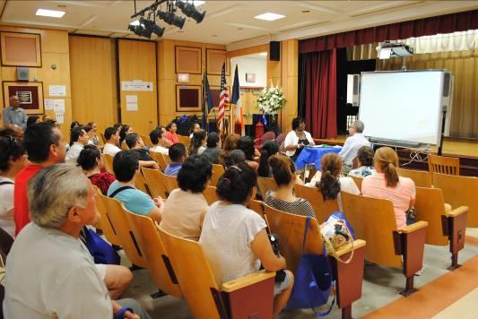 USCIS hosts a naturalization information session and a mock naturalization interview demonstration at the Emerald Isle Immigration Center in Woodside, NY.