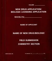New Drug Application: Field Submission Chemistry Section (Maroon Paper Folder)