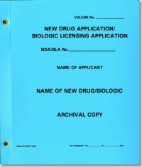 New Drug Application: Biologic Licensing Application, Archival Copy (Blue Polyethylene Folder)