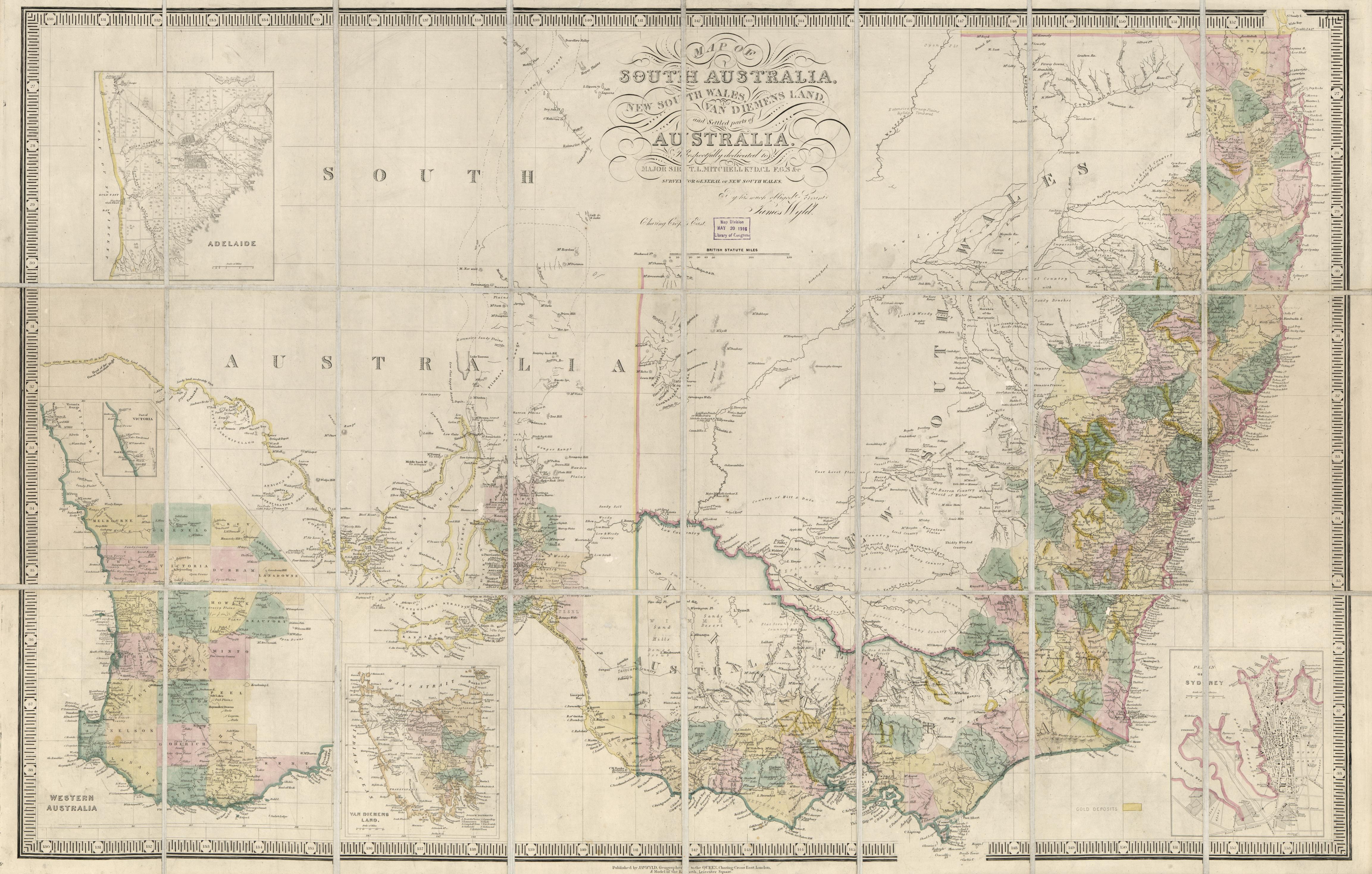 Map of South Australia, New South Wales, Van Diemens Land, and Settled parts of Australia. James Wyld, 1850[?]. Geography and Map Division, Library of Congress.
