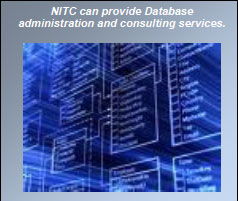 An image of a database diagram.  Text reads: NITC can provide Database administration and consulting services.