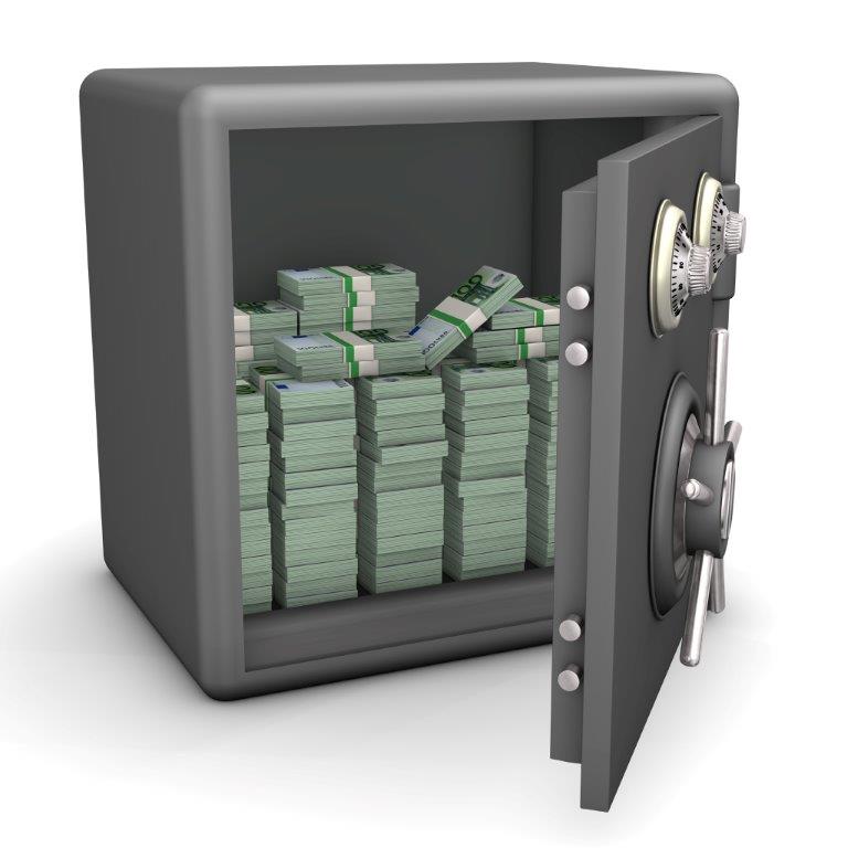 open safe with stacks of money image