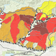 Topographic map of post-fire debris flow