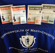 The Massachusetts Department of Public Health developed educational materials in English, Spanish, Portuguese, and Haitian-Creole for women and men travelling to areas with risk of Zika virus. 