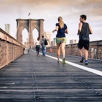 Running on a bridge in New York