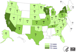 Persons infected with the outbreak strains of Salmonella Cotham or Salmonella Kisarawe, by State