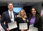 Jon Weers (left), Debbie Brodt-Giles (center), and Kristen Honey were among the 16 recipients of Energy Innovation Awards at the networking breakfast before the first-ever Energy Open Data Roundtable on April 29 in Washington, D.C. | <em>Photo by Mike Mueller for the Energy Department</em>
