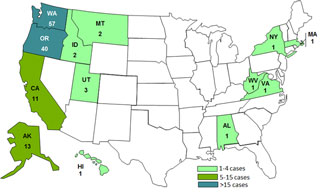 Final Case Count Map: Persons infected with the outbreak strain of Salmonella Heidelberg, by state