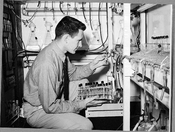 Dr. Robert Guillanrd in his lab, 1952
