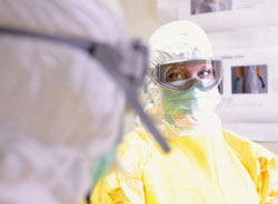 Scientist wearing personal protective equipment