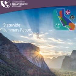 Cover of a report features a photo of Yosemite with the sun just behind El Capitan, with text and graphics laid on top.