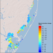 Map of marsh shoreline change rates for Edwin B Forsythe National Wildlife Refuge