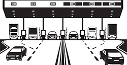 Illustration of a highway toll booth