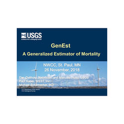 USGS presentation title slide for GenEst, A Generalized Estimator of Mortality