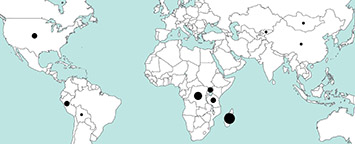 Map of the world showing plague distribution