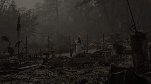 The massive Camp Fire burned more than 153,000 acres in Northern California, claiming the lives of at least 88 people (as of this publication date) and destroying more than 18,000 structures. In this photo, U.S. Army Sgt. Rodrigo Estrada of the California Army National Guard's 649th Engineer Company, 579th Engineer Battalion, 49th Military Police Brigade, leads a team conducting search and debris clearing operations, Nov. 17, 2018, in Paradise, California. Image with full caption and credit available at https://flic.kr/p/2ahrTWy.