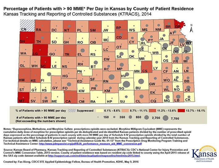 High Dose Opioid Kansas Map